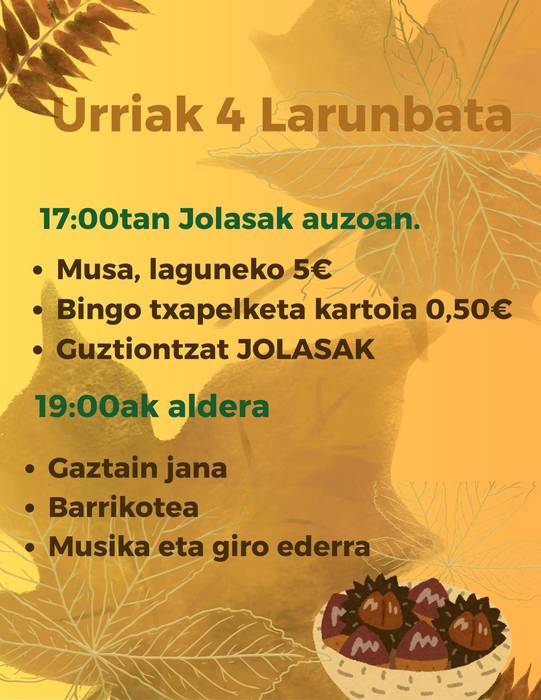 Jolasak eta gaztain jana Urdanetan