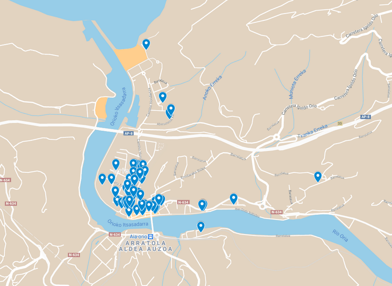 Euskaraldian parte hartuko duten Orioko ariguneen mapa