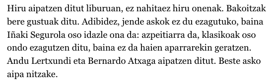 HARA! Ibon Sarasolaren arabera, "idazle oso onak" dira Iñaki Segurola eta Andu Lertxundi