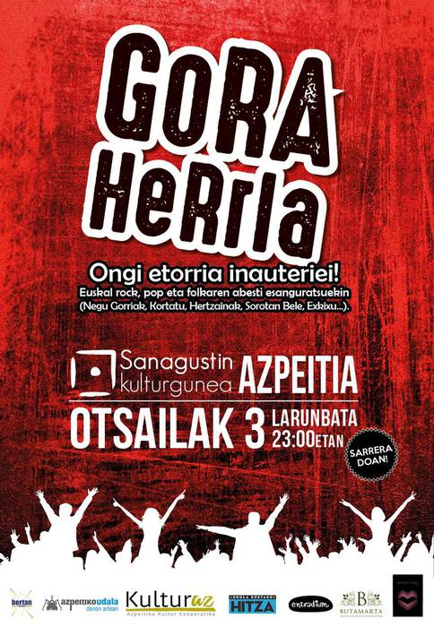 Euskal rockari errepasoa emango diote Azpeitian, Gora Herria taldearen bertsio gauarekin