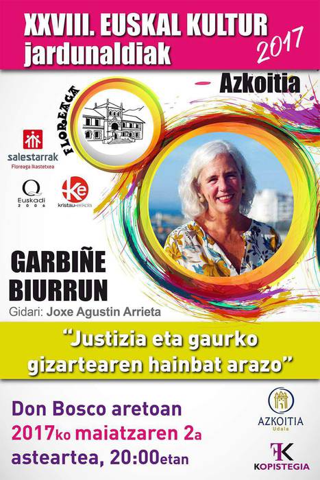 XXVIII. Euskal Kultur Jardunaldiak: Garbiñe Biurrunekin solasaldia