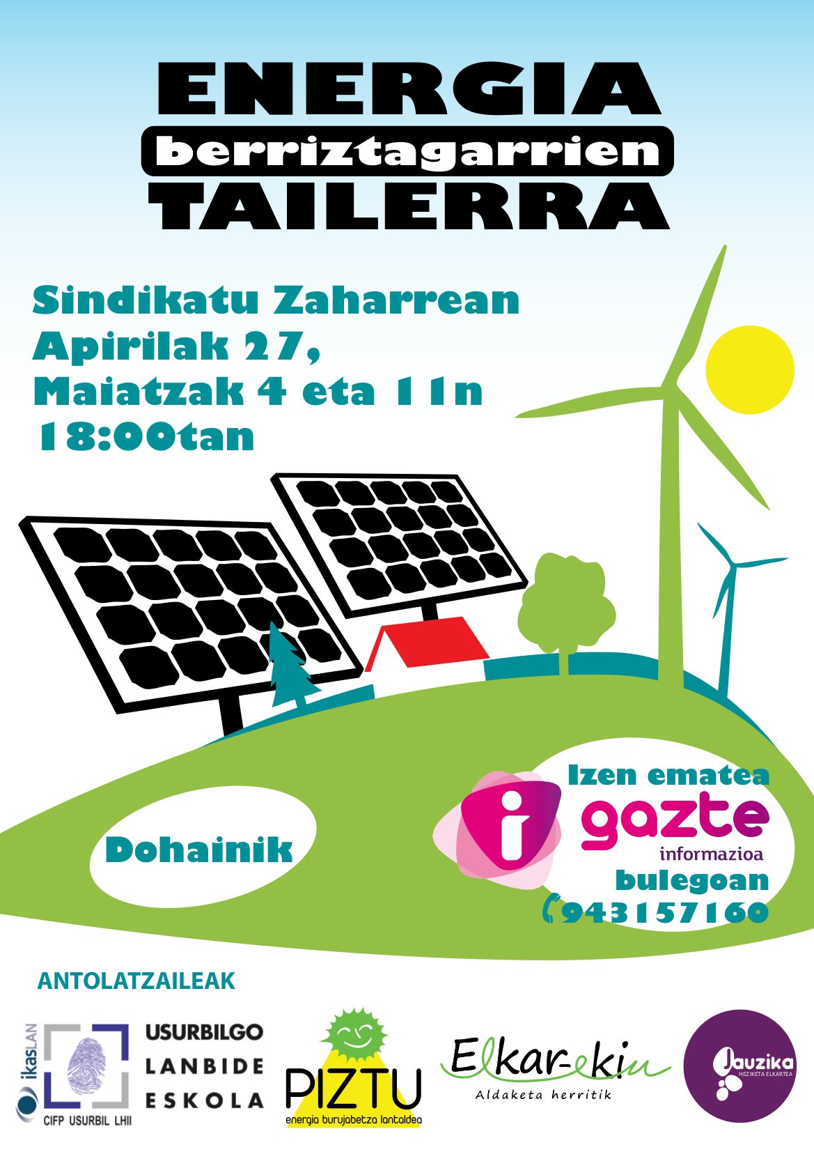 Energia berriztagarrien gaineko tailerra eskainiko dute Usurbilgo Lanbide Eskolako irakasleek
