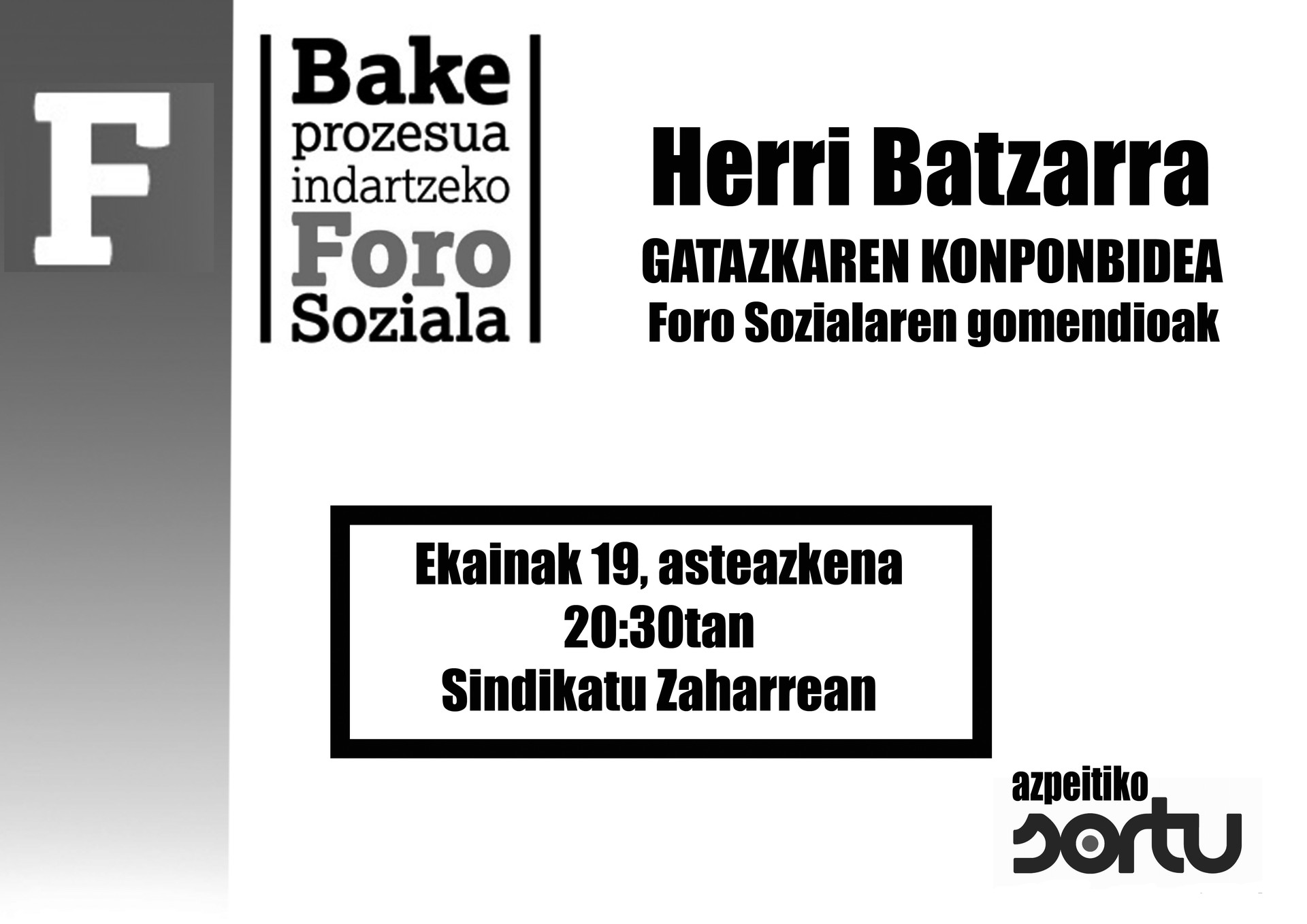 Gatazkaren konponbidearen inguruko herri batzarra izango da gaur