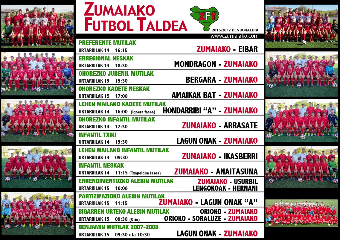 ​Astebukaerako Zumaiko Futbol Taldearen partiduak  