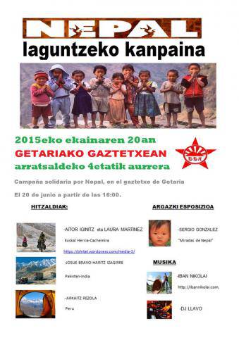 Nepali laguntzeko ekimenak antolatu dituzte larunbaterako Getariako Gaztetxean