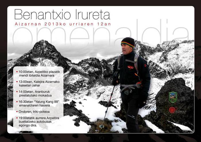 Benantxio Iruretari omenaldia egingo diote urriaren 12an Aizarnan