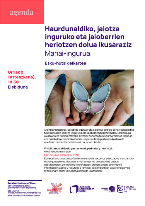 Mahai-ingurua: 'Haurdunaldiko, jaiotza inguruko eta jaioberrien heriotzen dolua ikusaraziz'