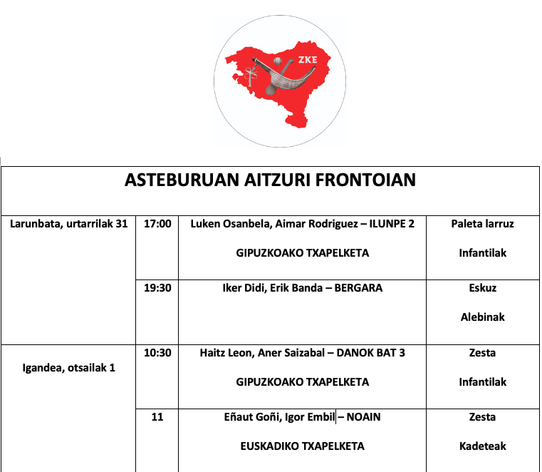 Aste honetako pilota partidak