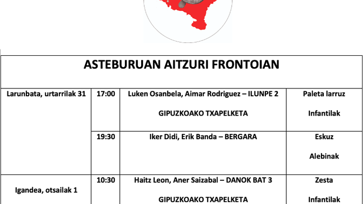 Aste honetako pilota partidak