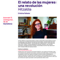 Hitzaldia: Cristina Fallarasen 'El relato de las mujeres: una revolución'