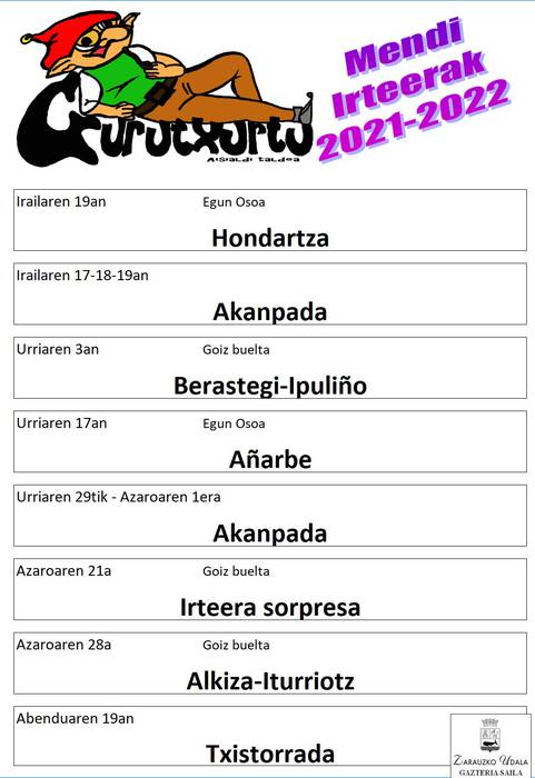 Gurutxurturen irteera Ipuliñora igande honetan