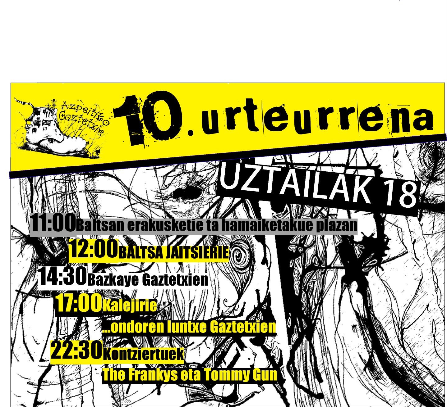 Gaztetxearen hamargarren urteurrena ospatuko dute hilaren 18an