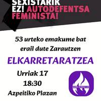 Elkarretaratzea: Zarauzko erailketa matxista salatzeko, Feministen Sareak deituta