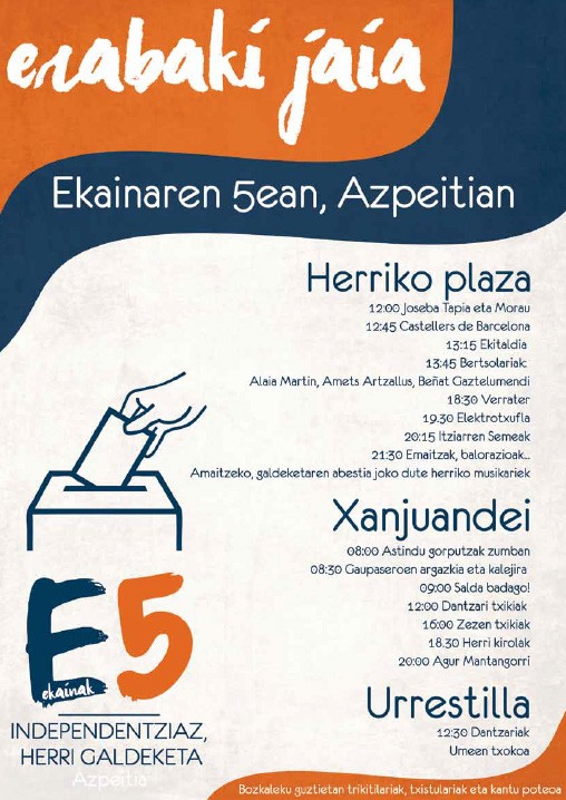 Erabakitzeko eskubidea festa giroan gauzatuko da igandean