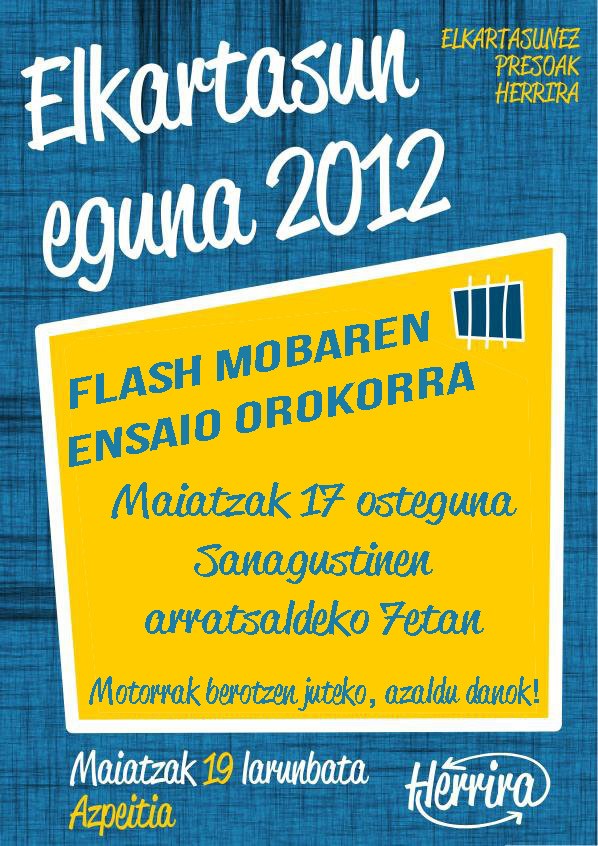 Elkartasun flash mob-aren entsegu orokorra egingo da ostegunean