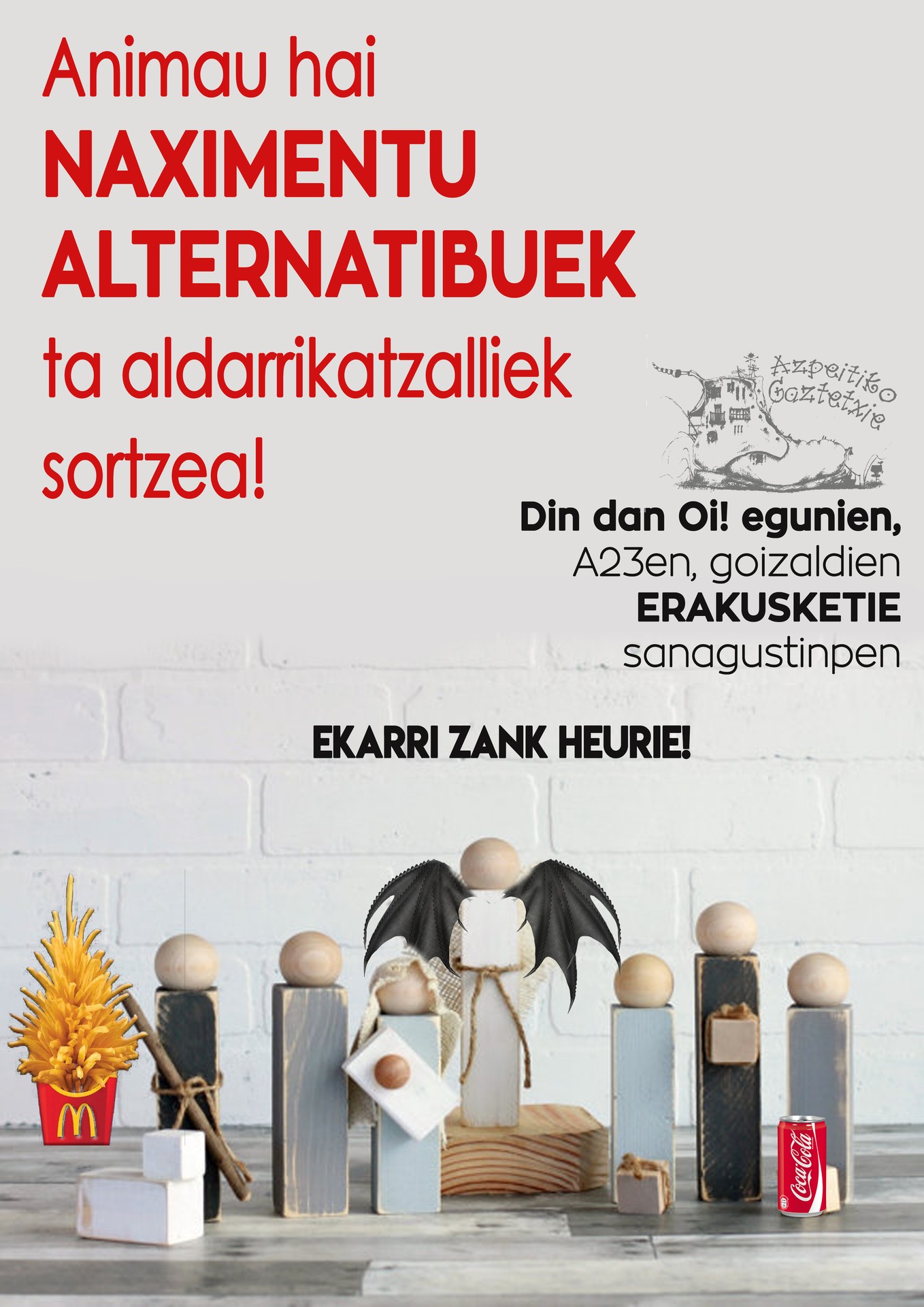 Jaiotza alternatiboak plazara eramango ditu Gaztetxeak zapatuan