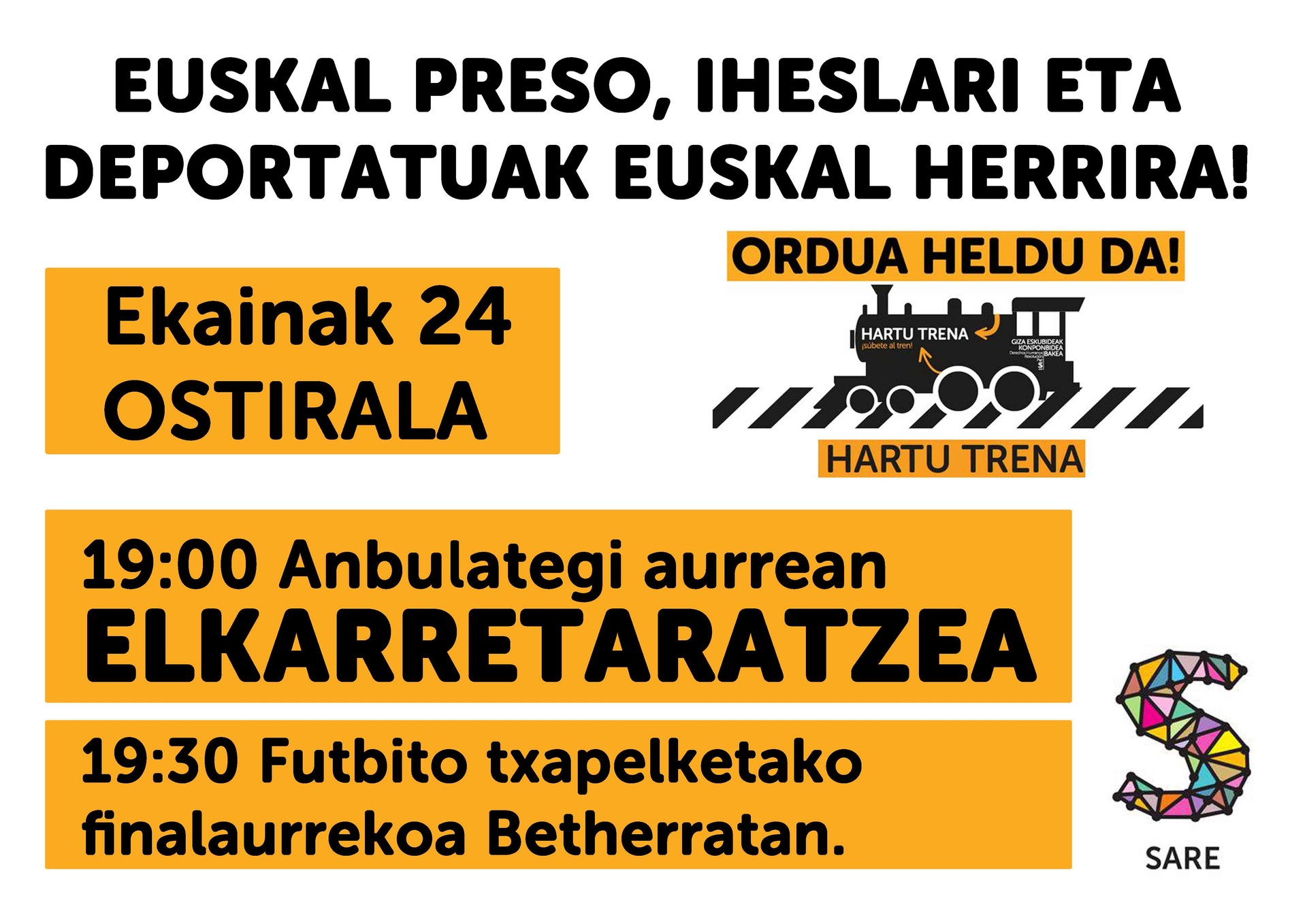 Ekaineko azken ostiraleko elkarretaratzea anbulatorio aurrean egingo da
