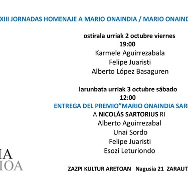 Sari banaketa: Nicolas Sartoriusi Mario Onandia saria