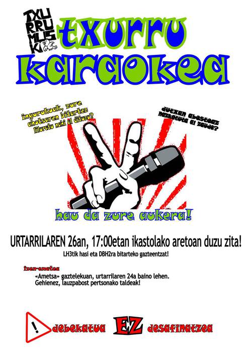 Txurrumuskik karaokea antolatu du urtarrilaren 26rako