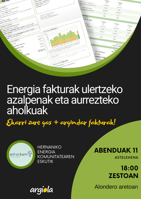 Energia fakturak ulertzeko azalpenak eta aurrezteko aholkuak