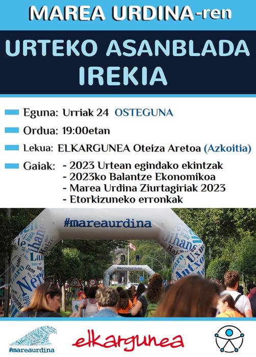 Marea Urdinaren urteko asanblada irekia