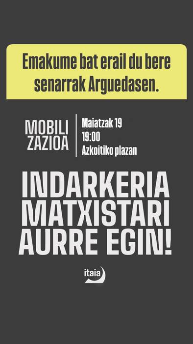 Elkarretaratzea: Arguedasko hilketa matxistaren kontra
