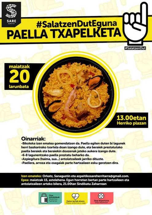 Salatzen Dut Egunerako paella txapelketa antolatu du Azpeitiko Sarek