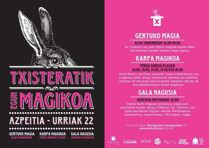 'Txisteratik, egun magikoa'ko gala nagusirako bi sarrera zozkatuko ditu Sanagustin kulturguneak