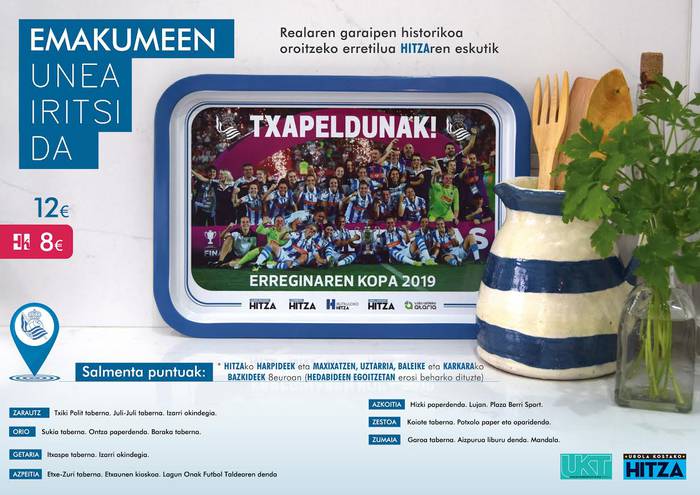 Txapeldunen garaipen historikoa oroitzeko bandeja HITZAren eskutik