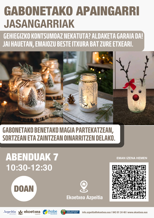 Gabonetako apaingarri jasangarrien tailerra