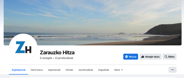 Facebookeko orrialde berria du ZARAUZKO HITZAk