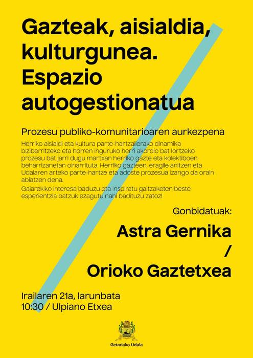 Bilera irekia: 'Gazteak, aisialdia, kulturgunea. Espazio autogestionatua'