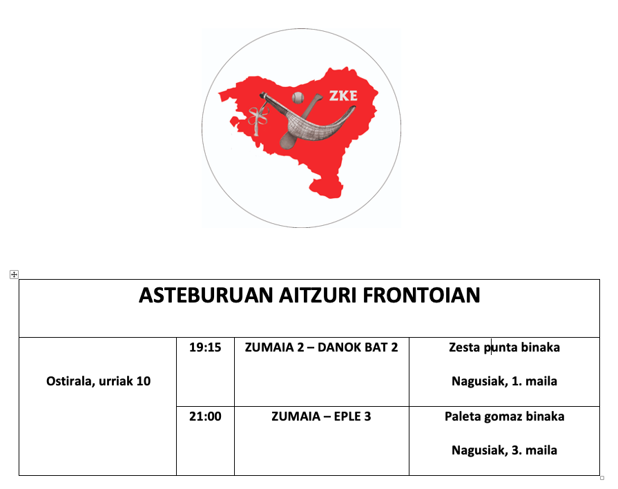 Aste honetako pilota partidak