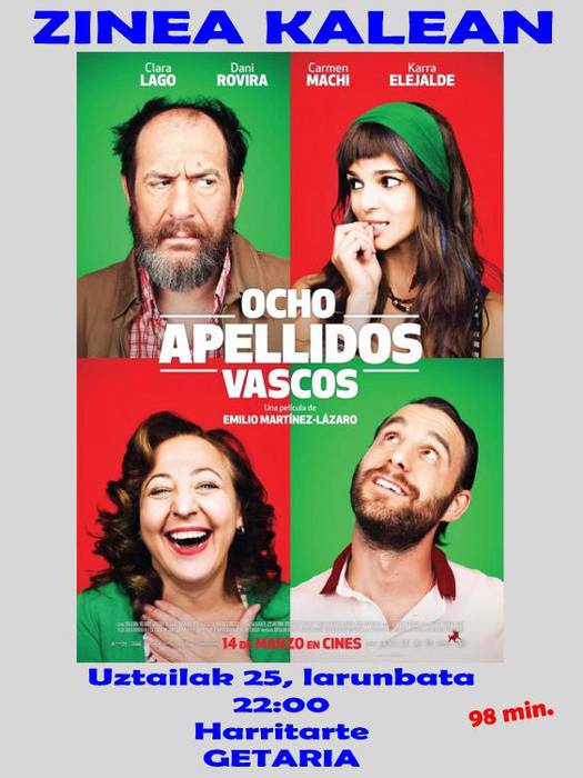 'Ocho apellidos vascos', larunbatean Getariako Harritarten ikusgai