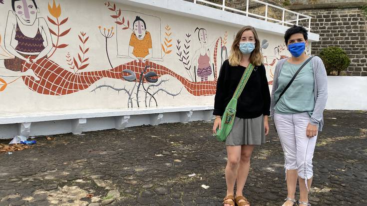 Jone Alberdik murala margotu du Getarian, emakumeen aurkako indarkeria salatzeko