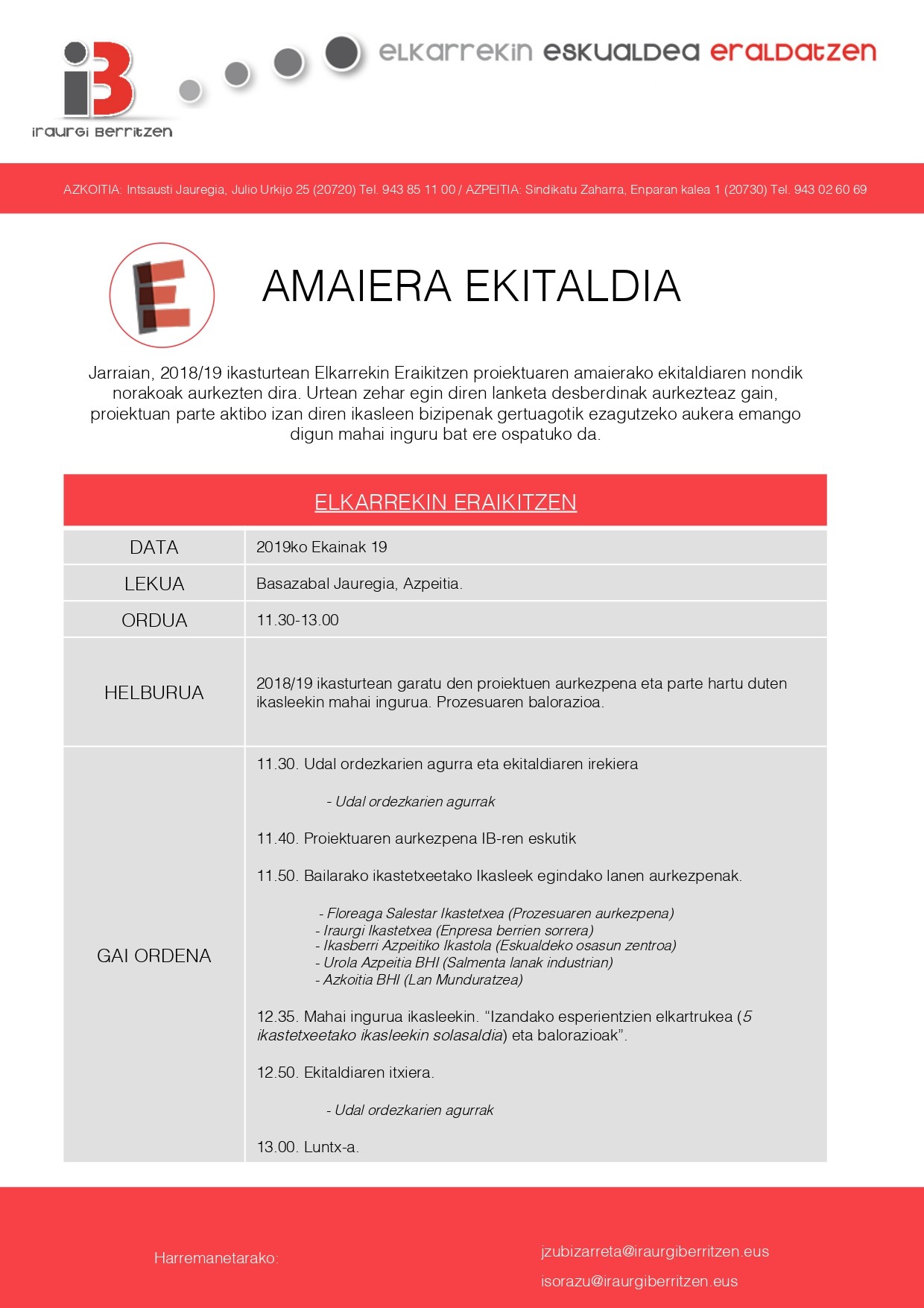 Elkarrekin Eraikitzenen amaiera ekitaldia