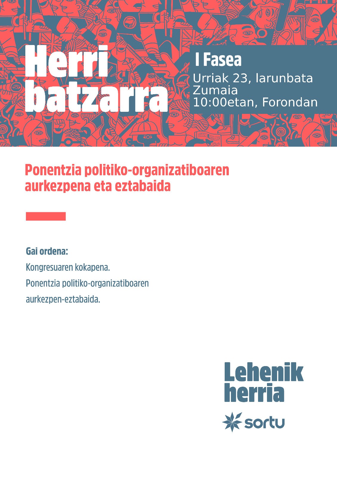 Sorturen herri batzarra larunbatean