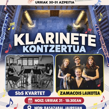 Klarinete kontzertua: Sbs Kuartet eta Zamacois laukotea.