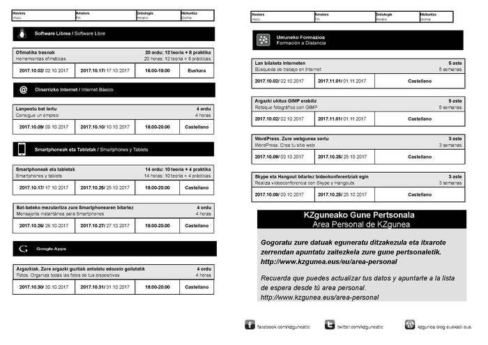 Kzguneko urriko eskaintza