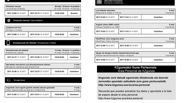 Kzguneko urriko eskaintza