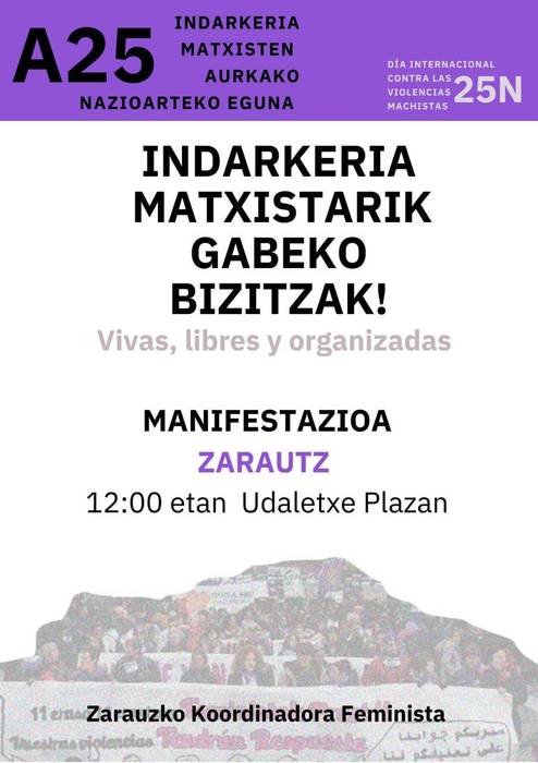 Zarauzko Koordinadora Feministak deitutako Azaroaren 25eko manifestazioa