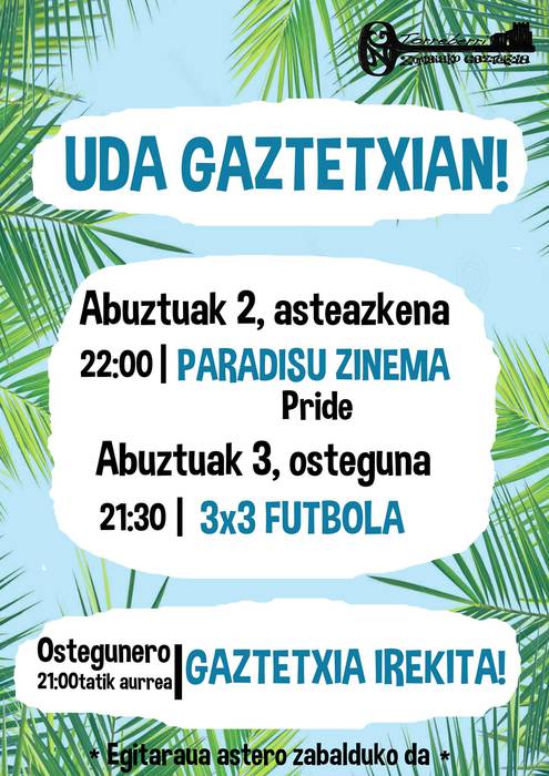 Uda Gaztetxean: 'Pride' pelikula gaur eta 3x3 futbol txapelketa bihar