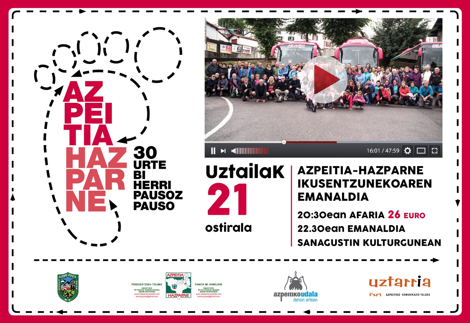 Azpeitia-Hazparne egitasmoaren bideoa eskuratzeko deialdia zabaldu du Lagun Onakek