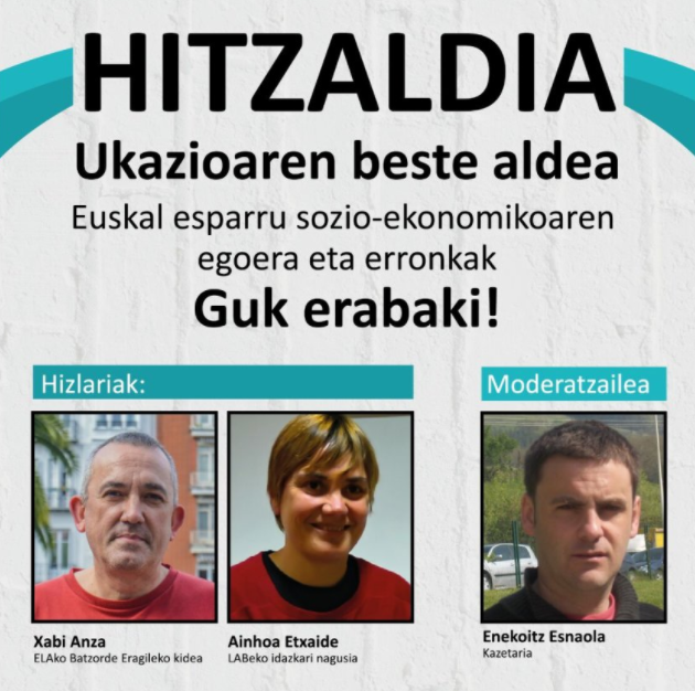 Euskal esparru sozioekonomikoaz arituko dira Ainhoa Etxaide eta Xabi Ansa, apirilaren 26an