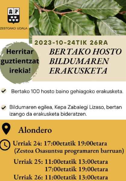 Kepa Zabalegi zestoarraren hostoen erakusketa