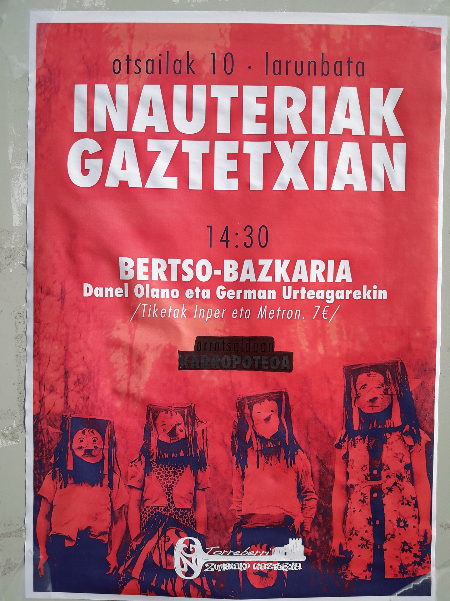 Inauterietako bertso bazkaria larunbatean Gaztetxean
