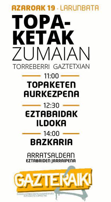 Gazteraiki topaketak egingo dira larunbatean Gaztetxean