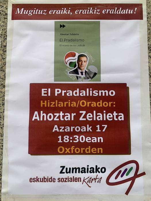 Aurkezpena: Ahoztar Zelaietaren 'El Pradalismo' liburuaren aurkezpena