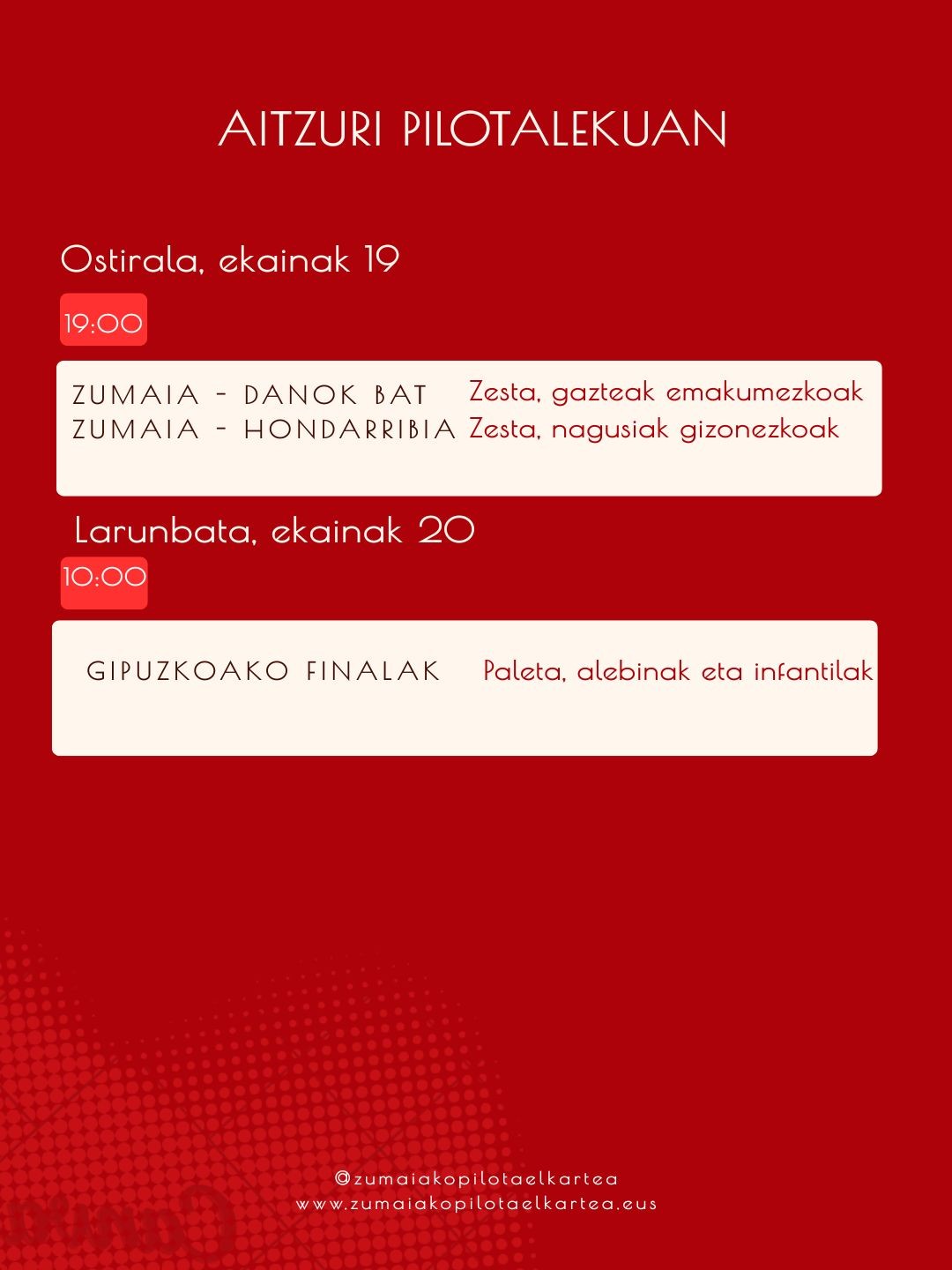 Aste honetako pilota partidak