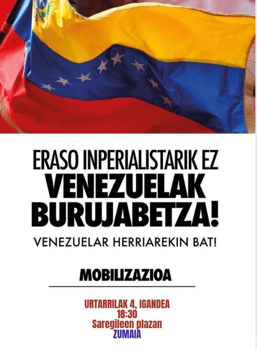 Venezuelar herriari elkartasuna adierazteko elkarretaratzea